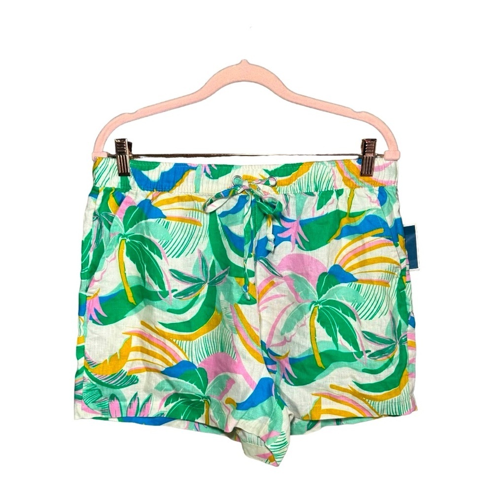 C&C CALIFORNIA Linen Print Shorts L NWT